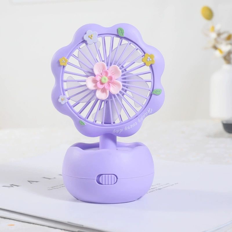 Quạt Sạc usb Mini Cầm Tay Để Bàn Hình Hoa Cho Bé Gái
