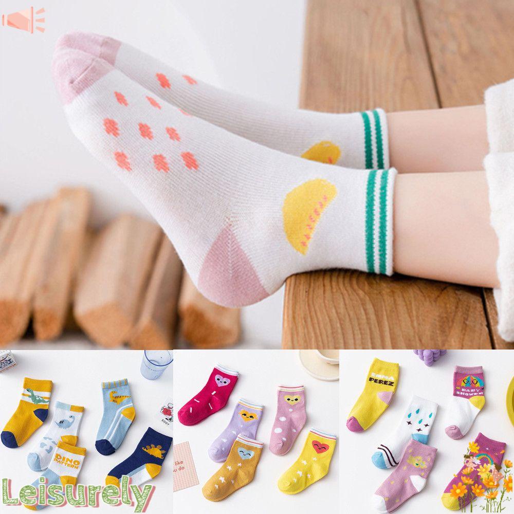 Bộ 5 Đôi Vớ Cotton Mềm Thoáng Khí Họa Tiết Hoạt Hình Dễ Thương Cho Bé