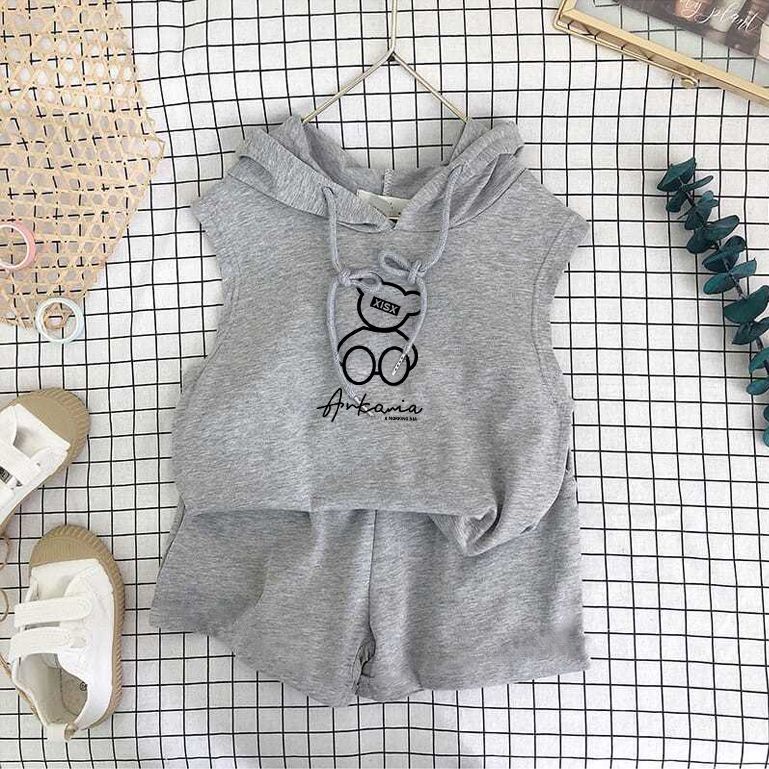 Bộ Đồ Thể Thao Áo Hoodie Tay Ngắn Phối Quần Short Thời Trang Mùa Hè 2023 Cho Bé