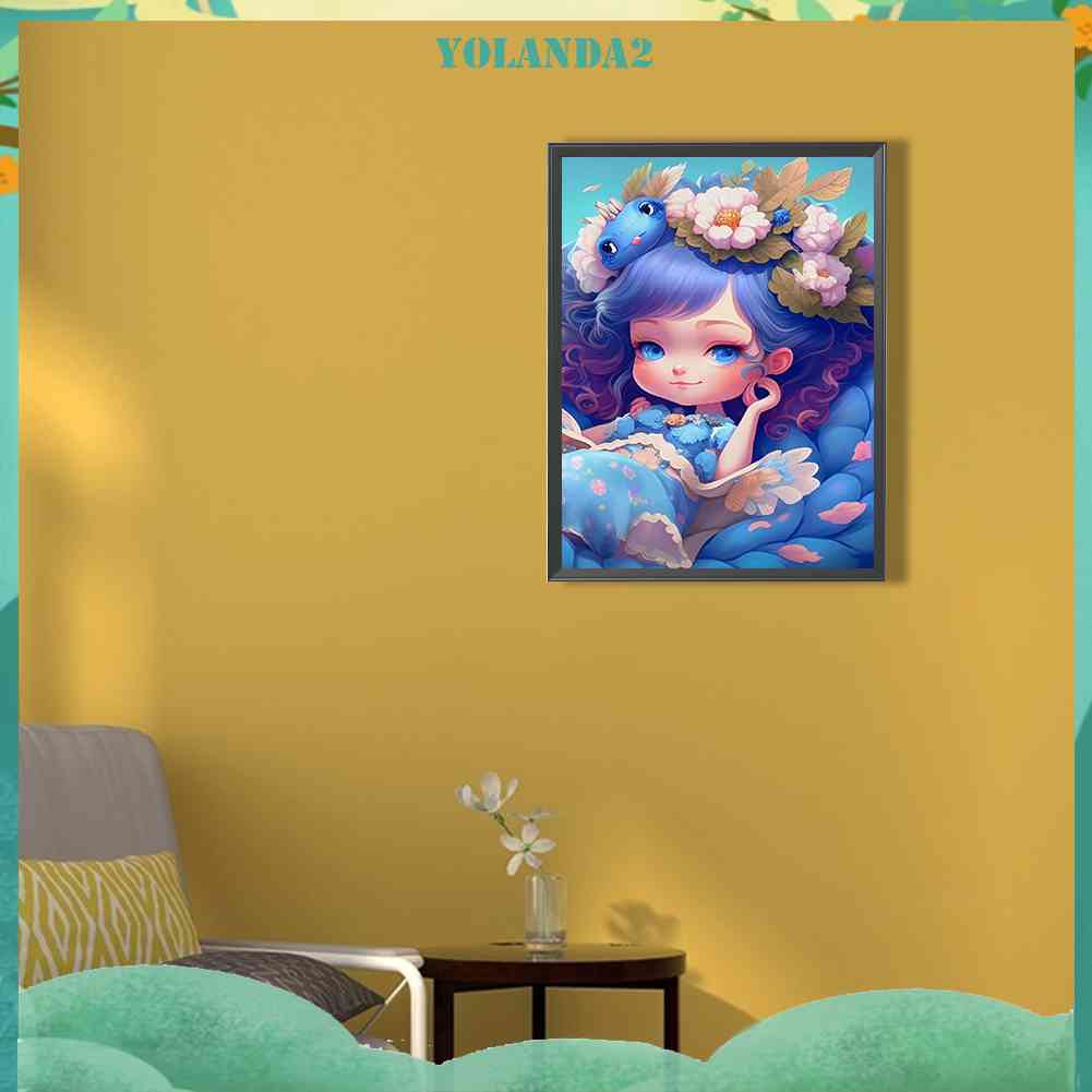 Bộ Tranh Đính Đá 5D Họa Tiết Hoạt Hình Cô Gái Độc Đáo DIY Dùng Trang Trí Nhà Cửa