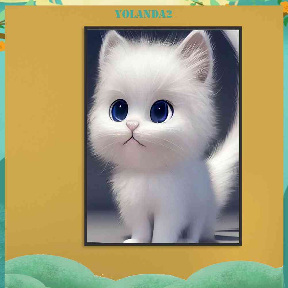 Tranh Đính Đá Kim Cương Toàn Bộ 5D DIY Hình Vẽ Mèo Trang Trí Nhà Cửa
