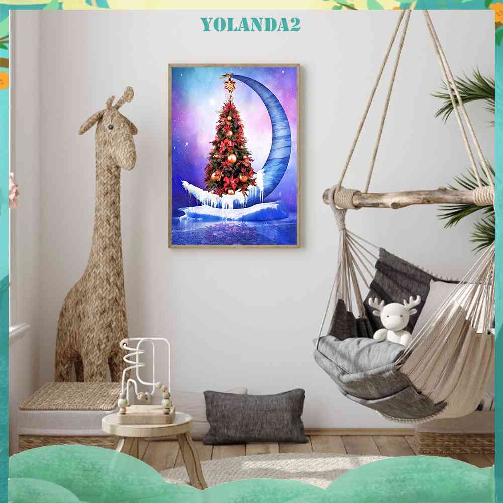 Tranh Đính Đá Kim Cương Toàn Bộ 5D DIY Hình Cây Thông Giáng Sinh