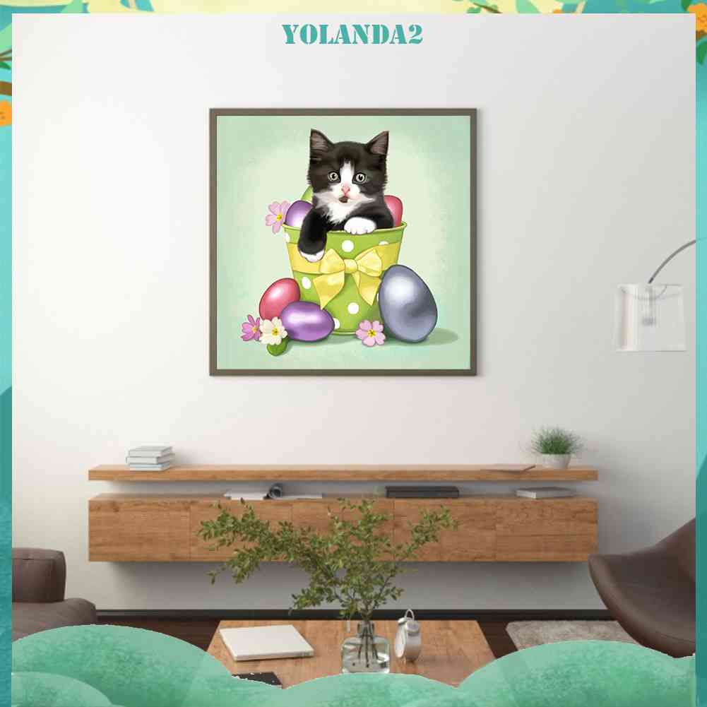 Bộ Tranh Đính Đá 5D DIY Hình Mèo Kitty Nhiều Màu Sắc Để Trang Trí Nhà