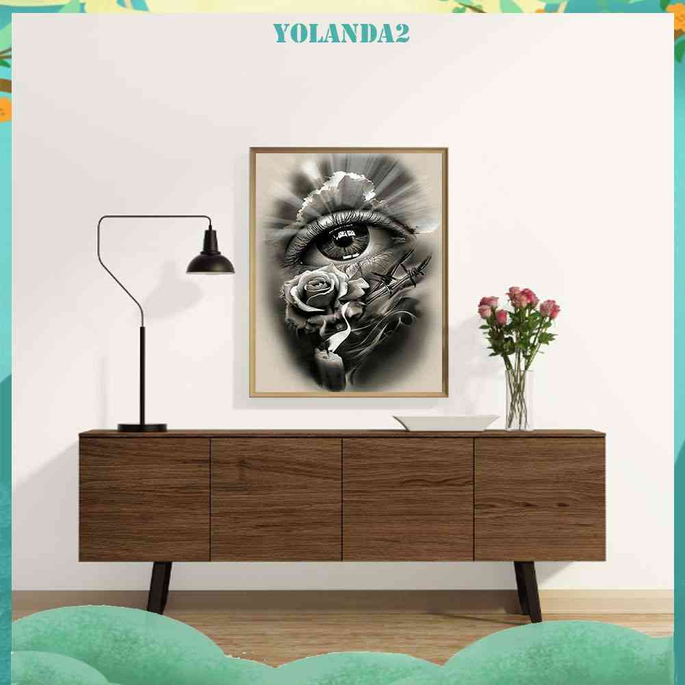 Tranh Đính Đá Kim Cương Toàn Bộ 5D DIY Hình Vẽ Mắt Hoa Hồng