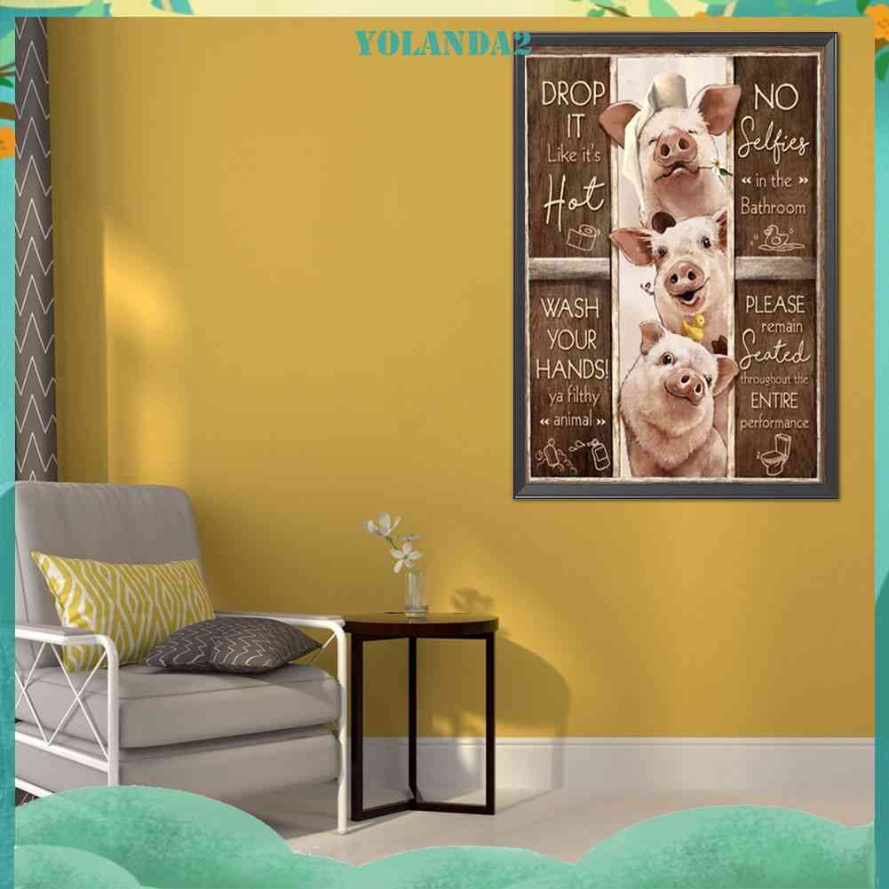 Tranh Đính Đá Kim Cương Toàn Bộ 5D DIY Hình Ba Chú Heo