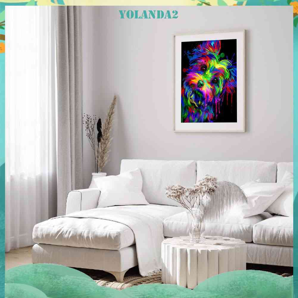 Bộ Tranh Đính Đá Treo Tường Trang Trí Toàn Diện Họa Tiết Chó Terrier Nhiều Màu