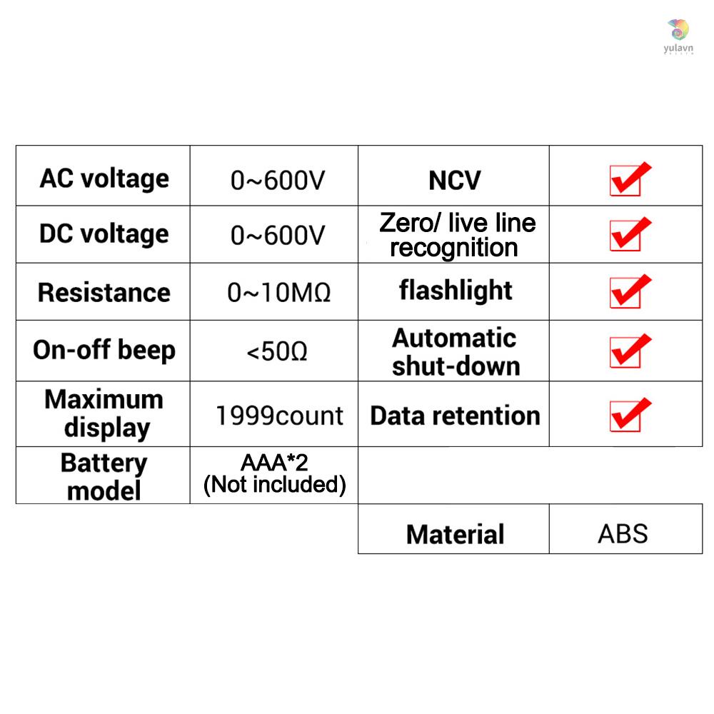 Bút Thử Điện Thông Minh ANENG 8340 Đếm 1999 Có Màn Hình Đèn Nền NCV AC DC
