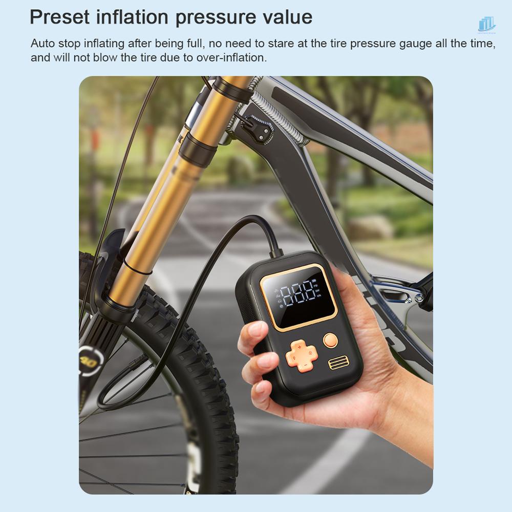 Máy Bơm Lốp Xe Hơi / Xe Máy Cầm Tay Không Dây 150PSI s2mwvn Có Đèn LED Tự Động Tắt Mở