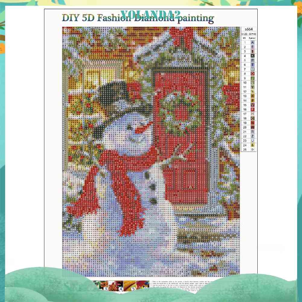 Tranh Đính Đá Kim Cương Toàn Bộ 5D DIY Hình Người Tuyết Giáng Sinh