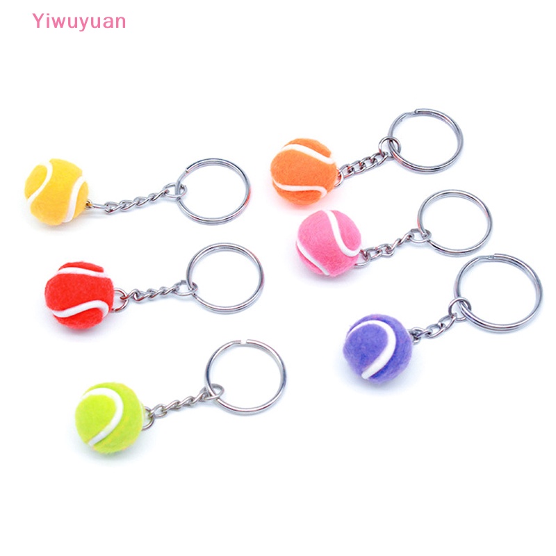 Móc Khóa Kim Loại Gắn Quả Bóng Tennis 6 Màu Mới