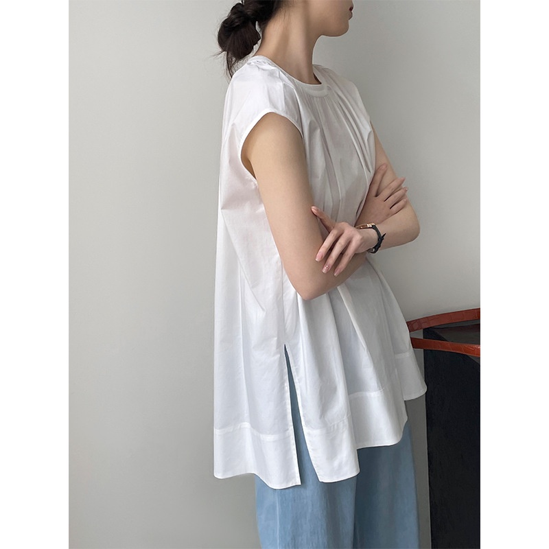 Áo Sát Nách Cổ Tròn Dáng Lửng Phong Cách Hàn Quốc Thời Trang Cho Nữ 5380
