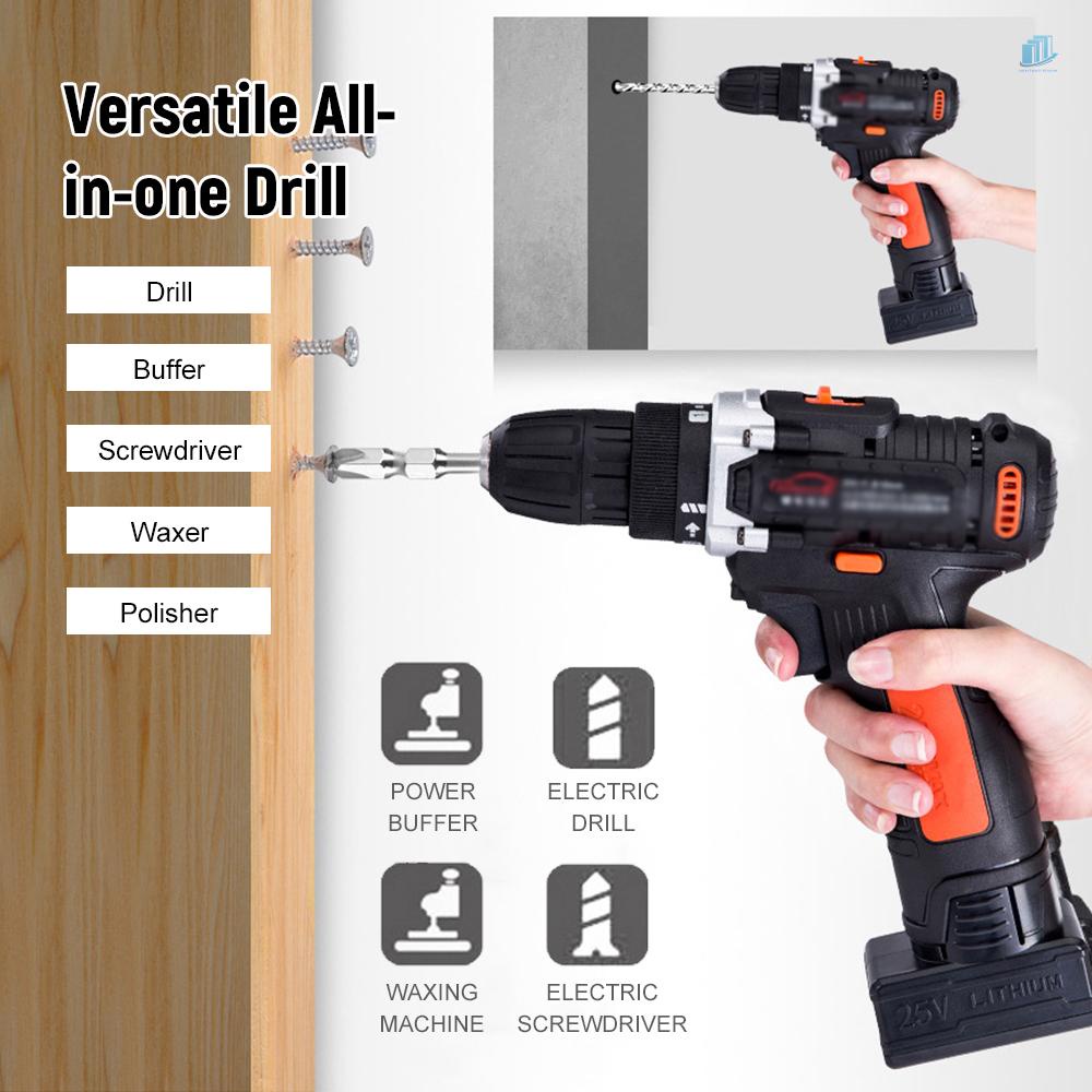 Bộ Máy Khoan / Bộ Điều Khiển Đánh Bóng Xe Hơi Tốc Độ 1350rpm 25V Có Thể Sạc Lại Kèm 5 Bits