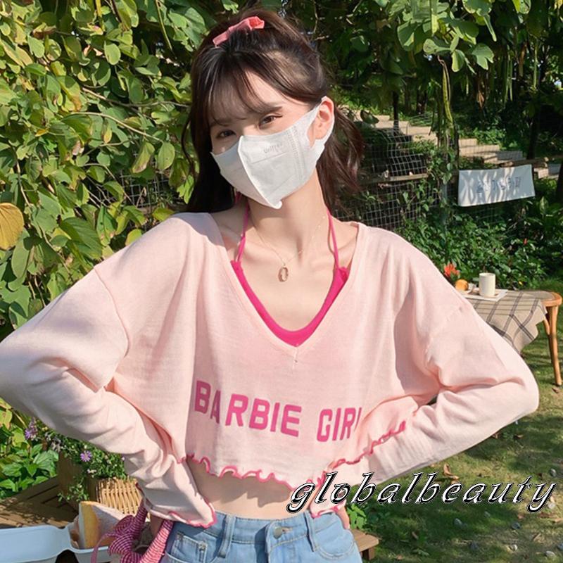 Bộ Áo Croptop Không Tay + Áo Thun Dài Tay Cắt Hở Lưng Gợi Cảm Cho Nữ