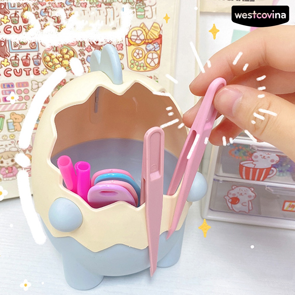 [COD]♪Hộp Đựng Bút / Cọ Trang Điểm Hình Khủng Long Hoạt Hình Dễ Thương Có Thể Tháo Rời