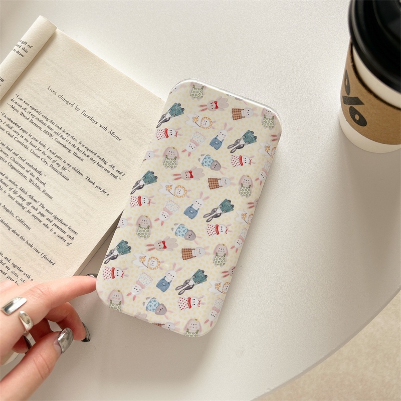 Mới Ốp Điện Thoại Có Nắp Trượt Bảo Vệ Màn Hình Chống Rơi Họa Tiết Chú Thỏ Dễ Thương Cho iP Phone 14 11 12 13 Pro Max Plus