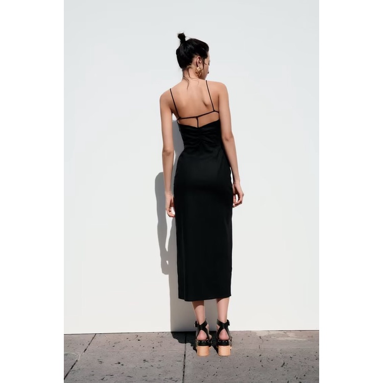 Đầm Hai Dây Vải Lanh Phong Cách Âu Mỹ 2023 S33-66173