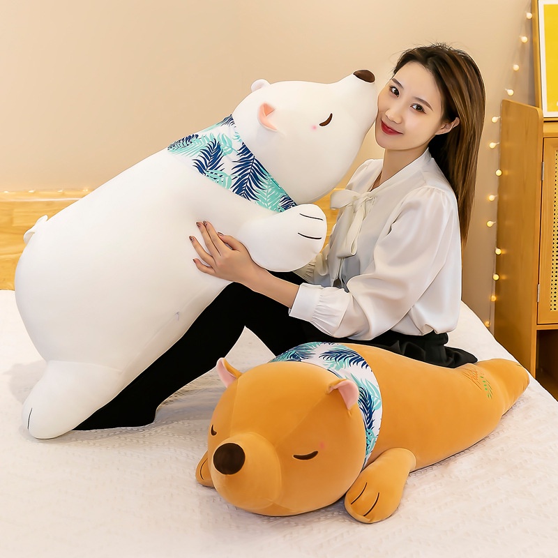 24H出货- Gối Ôm Hình Gấu Bắc Cực Đang Nằm Dễ Thương Dùng Làm Quà Tặng Sinh Nhật Cho Bạn Gái