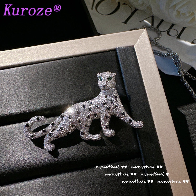 Bông Tai / Vòng cổ Dáng Dài Mặt Hình Đầu Báo Phối Tua Rua Thời Trang Sang Trọng