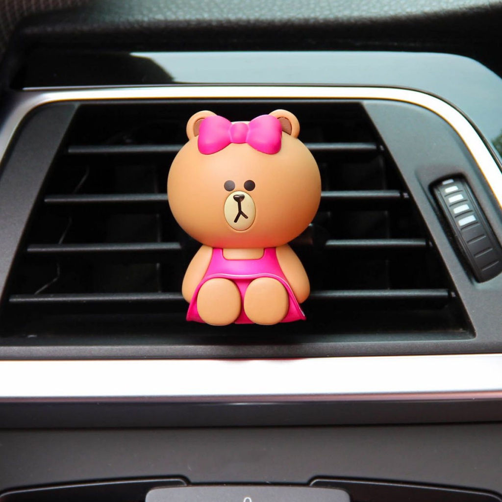 LINE FRIENDS Kẹp Khuếch Tán Nước Hoa Gắn Lỗ Thông Gió Xe Hơi Hình Gấu Nâu Dễ Thương