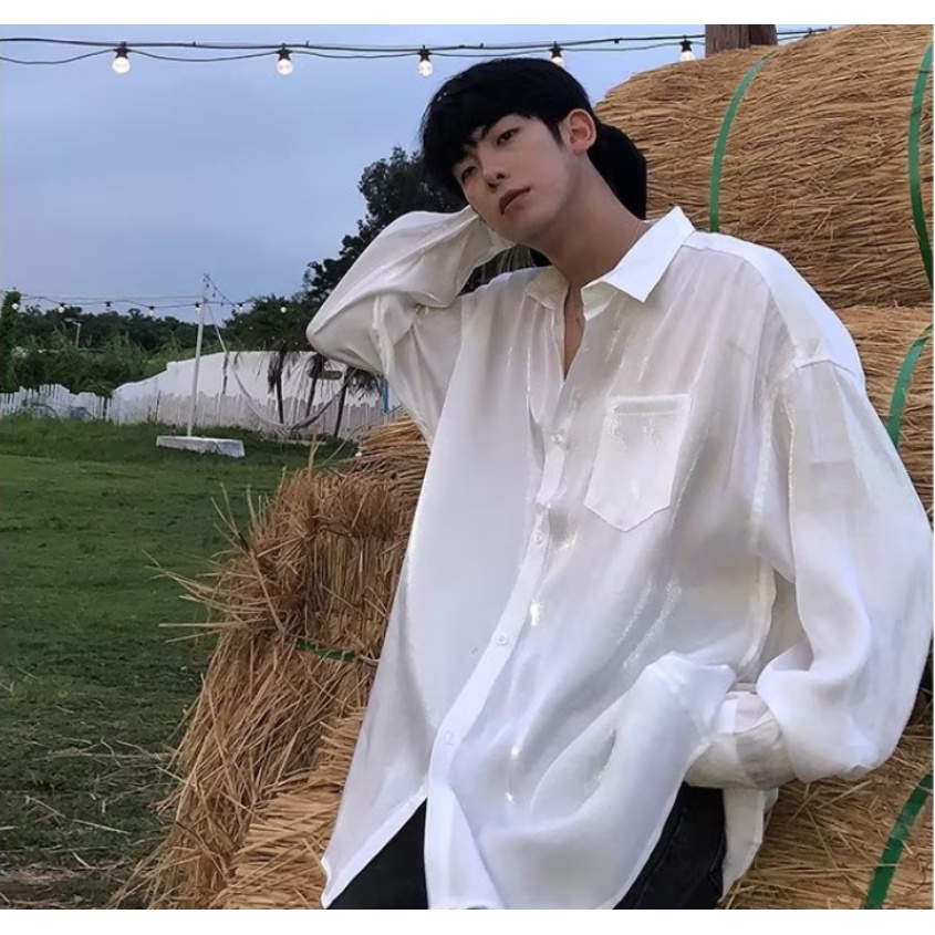 Áo Sơ Mi Cổ Tròn Phong Cách Harajuku Đơn Giản Hợp Thời Trang Mùa Thu Mới Cho Nam