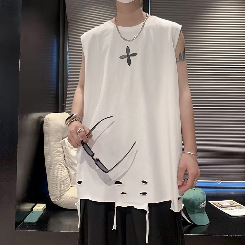 Áo Thun Sát Nách Cổ Tròn Dáng Rộng Thời Trang Mùa Hè Phong Cách Hàn Quốc Cho Nam