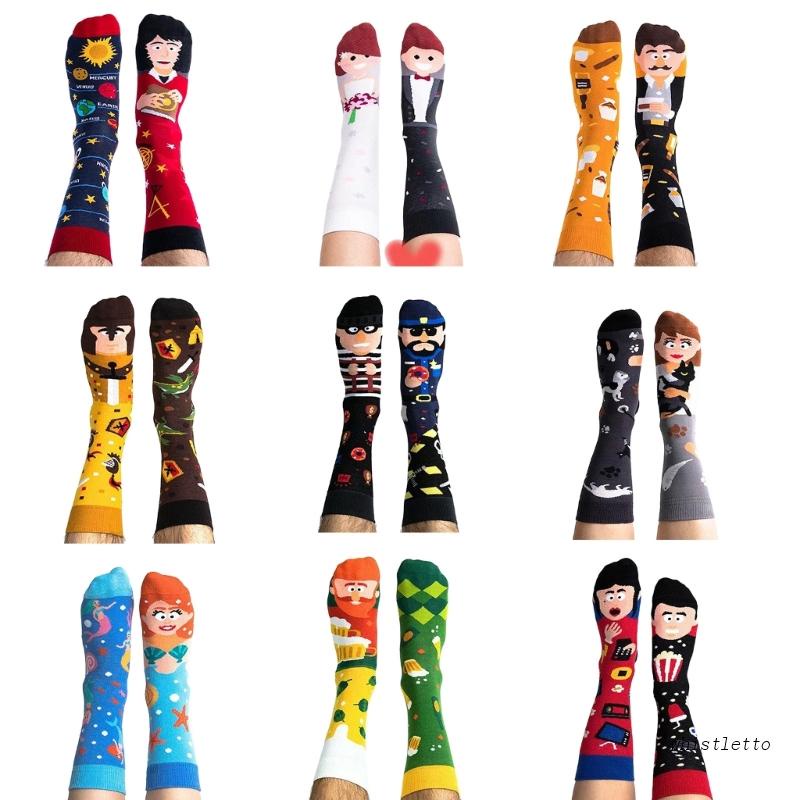 Vớ Thể Thao Dài Trung Bình Bằng Vải Jacquard Cotton Không Đối Xứng Cá Tính