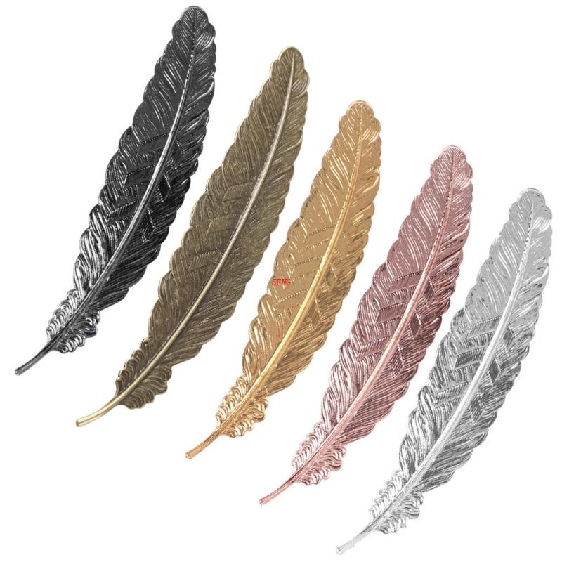 Thẻ Đánh Dấu Trang Sách Hình Lông Vũ Bằng Kim Loại Kiểu Retro Sáng Tạo