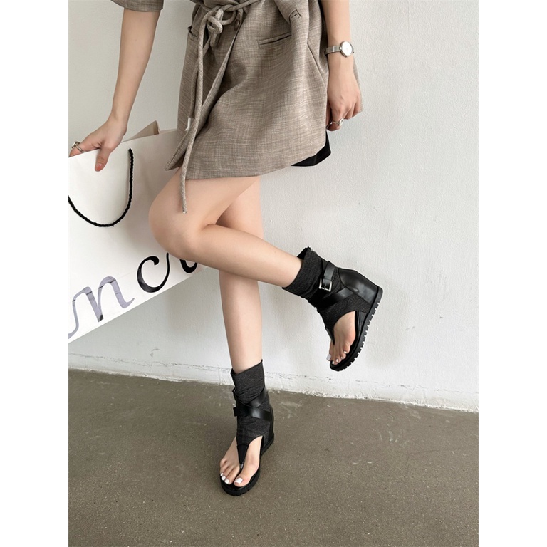 Sandal Đế Xuồng Hở Ngón Có Khóa Kéo Sau Phong Cách Roman Thời Trang Mùa Hè 2023