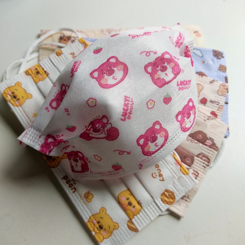 Khẩu trang y tế gấu cute TAKI hoạt tiết in hình họa tiết đáng yêu, vải lụa cao cấp xưởng phân phối