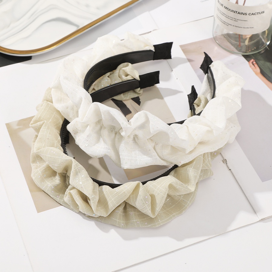 Băng Đô Cài Tóc Xếp Ly Đính Kim Cương Giả Kiểu Hàn Quốc Dễ Thương