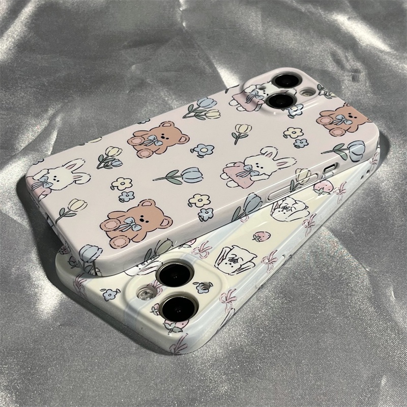 Ốp Điện Thoại Cứng Hình Thỏ Và Hoa Dễ Thương Cho Iphone 7 11 xsiPhone12 13 8 Iphone14 XRGK