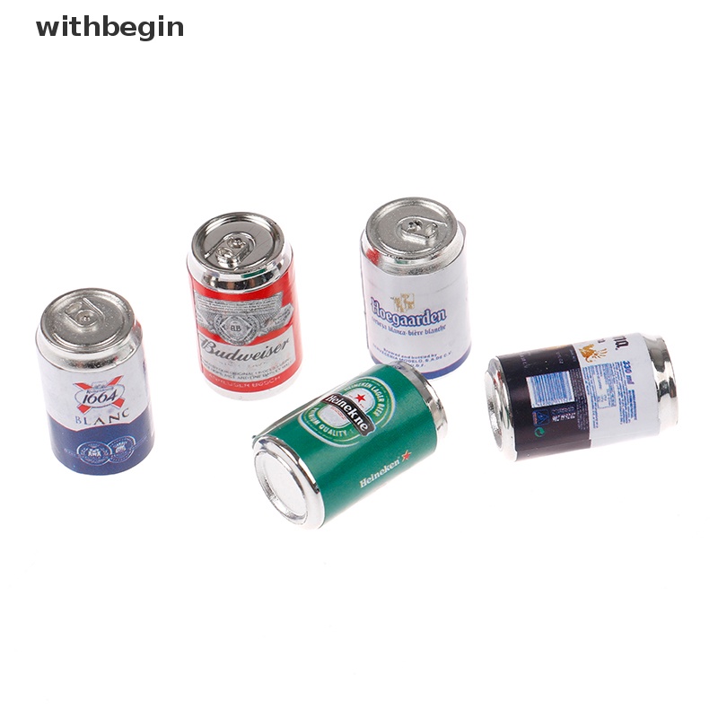 Bộ 5 Lon Bia Mini Tỉ Lệ 1 / 12 Dùng Để Trang Trí Nhà Búp Bê 1 / 6