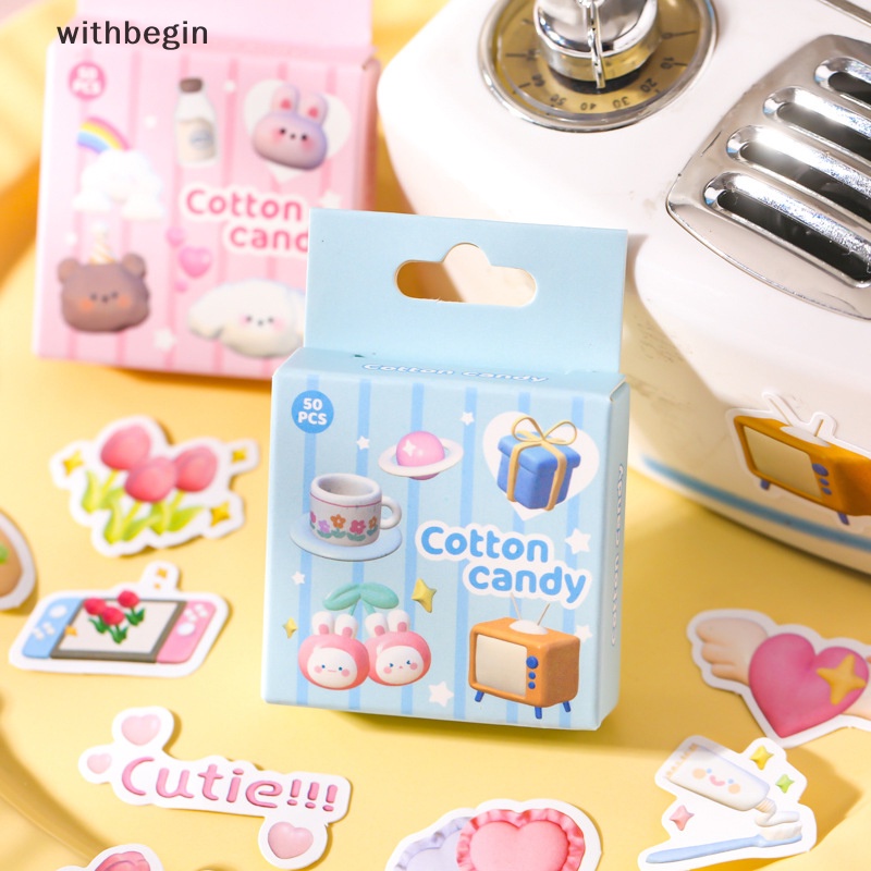 Bộ 50 Miếng Dán Hình Động Vật Marshmallow Dùng Trang Trí Sổ Tay / Nhật Ký / Điện Thoại