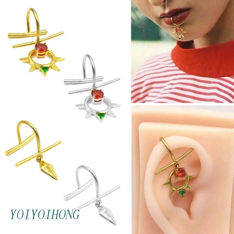 Khuyên Xỏ Môi / Tai / Môi Bằng Thép Không Gỉ Đính Đá Zircon YOIOI