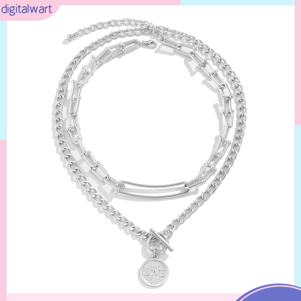 Vòng cổ Hai Lớp Mặt Hình Học Phong Cách Hip Hop Cho Nữ