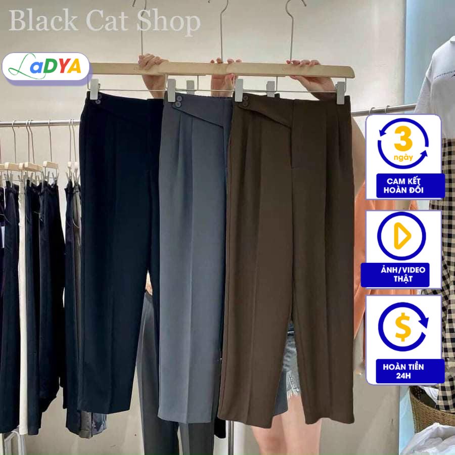 Quần baggy nữ Ladya lưng cao vạt chéo 2 khuy cao cấp M236