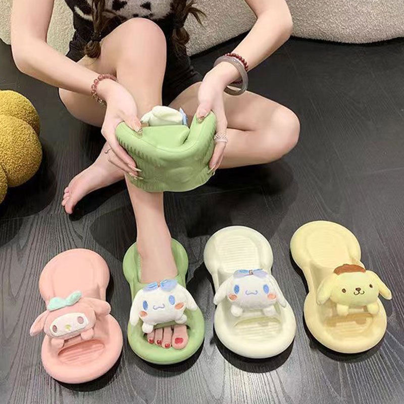 Sanrio Dép Đi Trong Nhà Mềm Mại Chống Trượt Họa Tiết Hoạt Hình Dễ Thương Cho Nữ