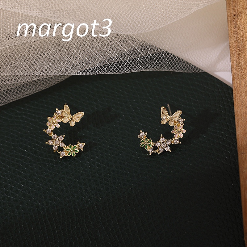 Bông Tai Hình Hoa Bướm Đính Đá Dễ Thương Thanh Lịch Phong Cách Hàn Quốc