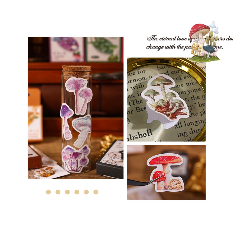 Bộ 40 Miếng Dán Trang Trí Sổ Tay Hình Nấm Dễ Thương