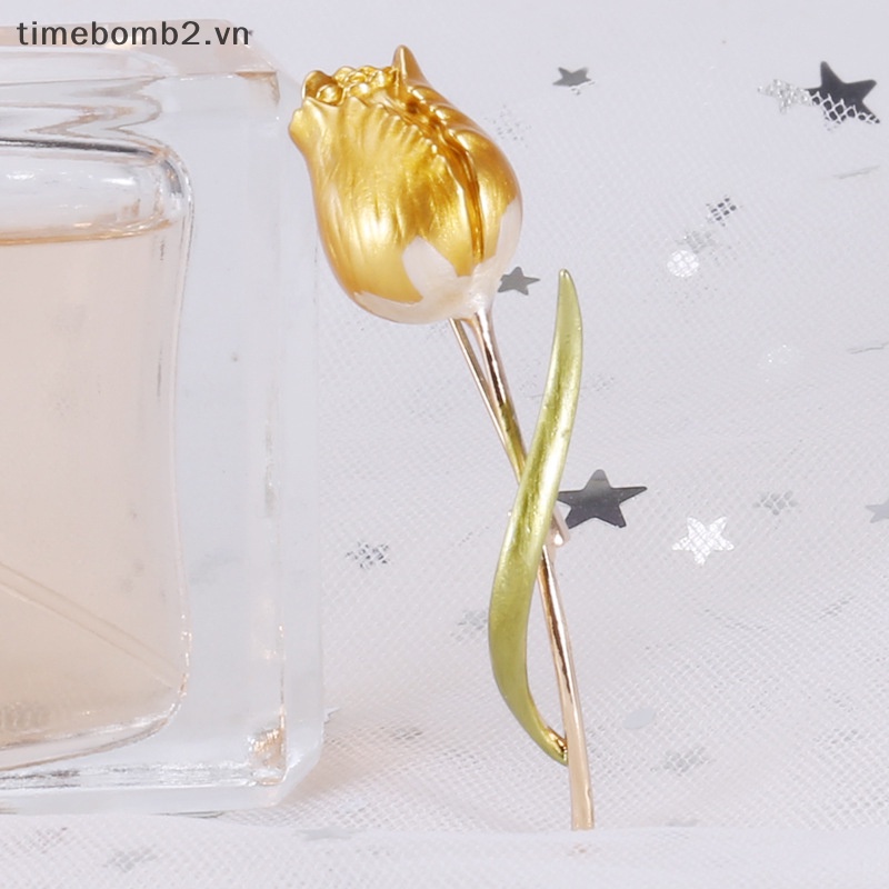 Ghim Cài Áo Hình Hoa Tulip Tráng Men Mới Cho Nữ