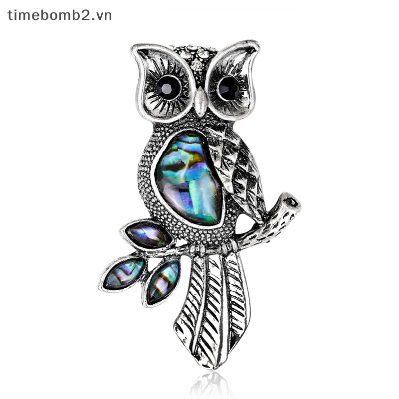 {Timebomb} Trâm Cài Áo Sơ Mi Hình Chim Cú Vỏ Sò Tráng Men Phong Cách Vintage Cho Đám Cưới