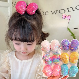 1 Dây Cột Tóc Cao Su Đính sequin Hình Nơ Dễ Thương Cho Bé Gái