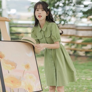 Đầm Sơ Mi Tay Ngắn Eo Cao Kèm Thắt Lưng Thời Trang Mùa Hè Hàng Mới Dành Cho Bạn Nữ