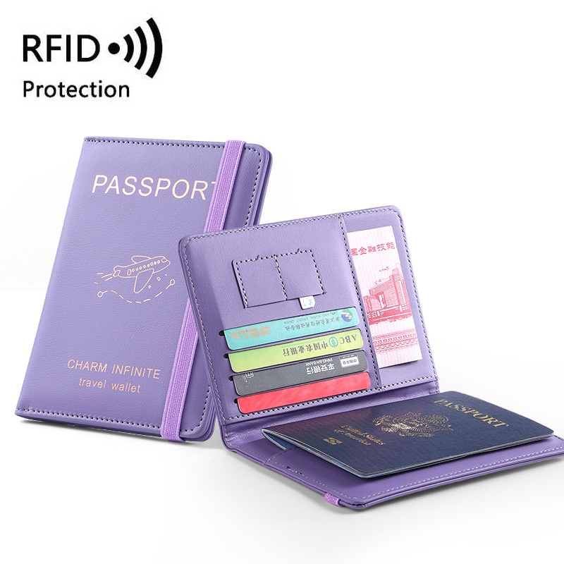 Ví Đựng Visa, Passport  Thẻ ATM Sim Điện Thoại Đa Năng Cầm Du Lịch Bao Da Bọc Hộ Chiếu Da Pu,Tiện Dụng, Chống RFID