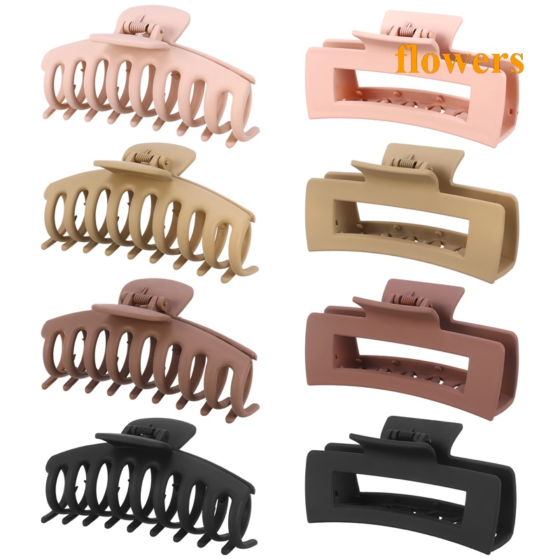 Set 8 Kẹp Tóc Hình Chữ Nhật Màu Trơn Xinh Xắn