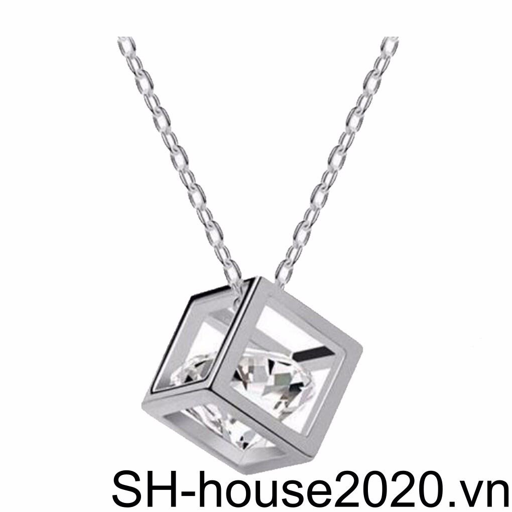 Vòng cổ Mặt Khối Lập Phương Đính Đá Pha Lê