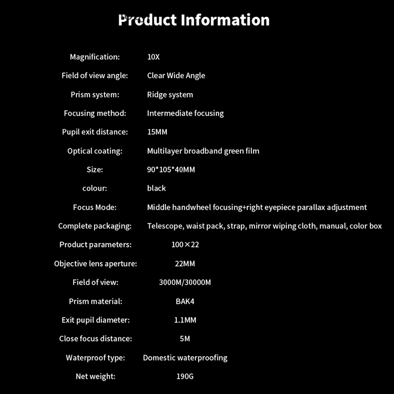 Ống Nhòm 100x22 HD Tầm Nhìn Đêm 3000M Gấp Gọn Tiện Dụng