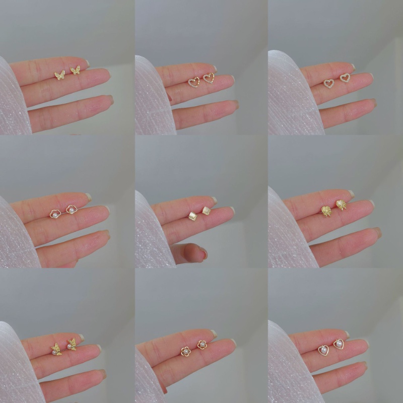 Bông Tai Mạ Bạc 925 Hình Hoa / Trái Tim Đính Ngọc Trai Nhân Tạo Thời Trang Hàn Quốc