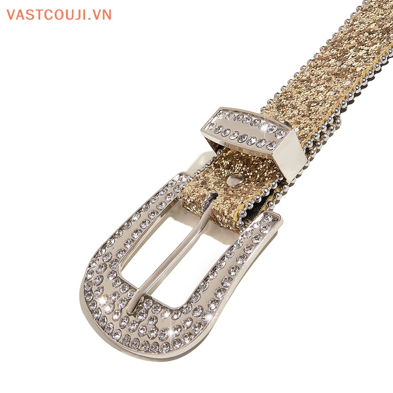 Thắt Lưng Da PU Đính Đá Lấp Lánh Kiểu Cao Bồi Phương Tây Y2K Thời Trang Cho Nam Và Nữ