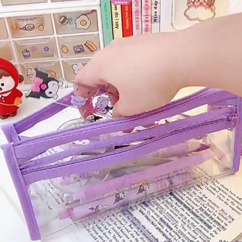 Bóp Viết Trong Suốt Cỡ Lớn Chống Thấm Nước In Hình Cinnamoroll mymelody Kuromi Dễ Thương